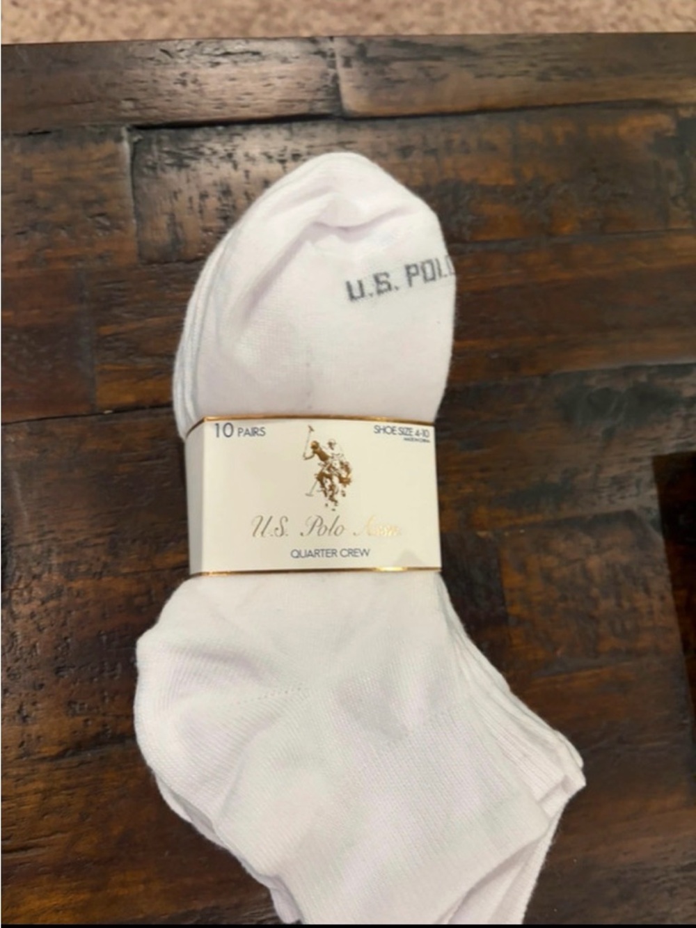 U.S. Polo Assn. White Quarter Crew Athletic Socks - Pack of 10